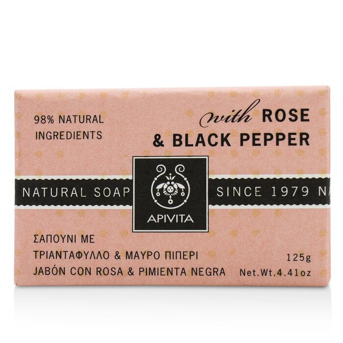 Apivita Natural Soap With Rose & Black Pepper 125g