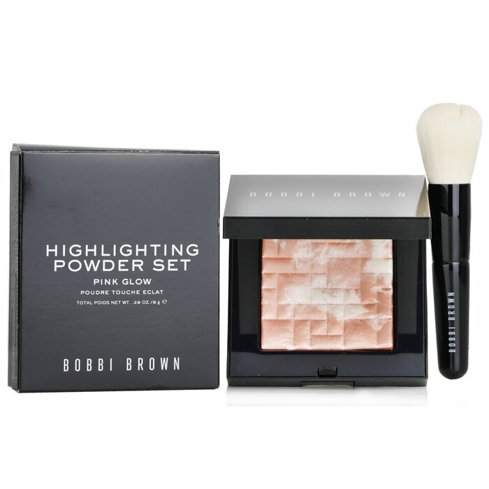 Bobbi Brown Highlighting Powder Set (1x Highlighting Powder + 1x Mini Face Brush) - #Pink Glow 2pcs