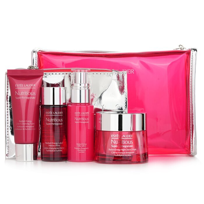 Nutritious Super-Pomegranate Nourish All Night Set: Night Creme+ Milky Lotion+ Lotion Intense Moist+ Cleansing 4pcs