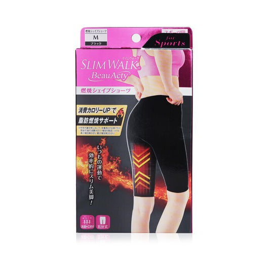 SlimWalk Compression Fat-Burning Support Shape Shorts for Sports - Blacks (Size: M) 1pair