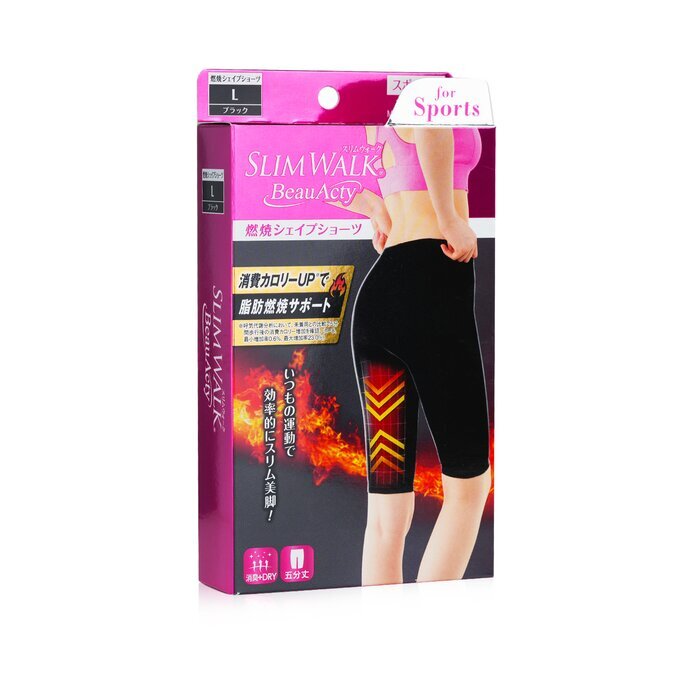 SlimWalk Compression Fat-Burning Support Shape Shorts -  Black (Size: L) 1pair