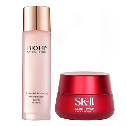 Skinpower Airy Milky Lotion (Box Damaged) X Natural Beauty BIO UP Ultimate Lift Regenerating Micro Treatment 2pcs