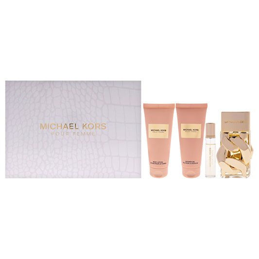 Michael Kors Michael Kors Pour Femme For Women - 4 Pc Gift Set 90ml/3.4oz Eau De Parfum Spray 0.3oz Eau De Parfum Spray(mini) 90ml/3.4oz Body Lotion 90ml/3.4oz Shower Gel 90ml/3.4oz